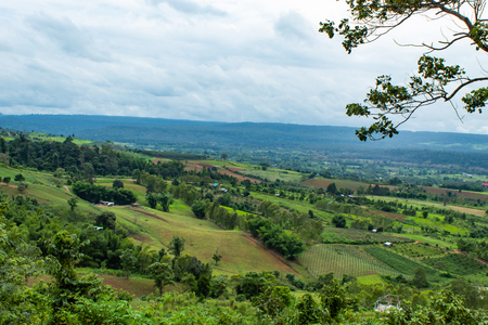 The point of view of the mountains and the town of Phetchabun at Khao Takhian Ngo , Phetchabun in Thailand.の写真素材