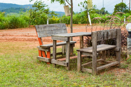 Wooden chairs For you to sit and relax.の写真素材