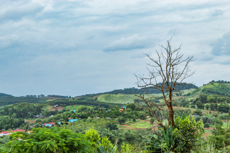 The point of view of the mountains and the town of Phetchabun at Khao Kho , Phetchabun in Thailand.の写真素材