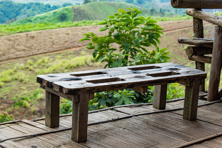 Chair on top of the mountain at Windtime Khao kho , Phetchabun in Thailand.の写真素材