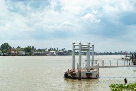 Floating jetty in the Chao Phraya River.の写真素材