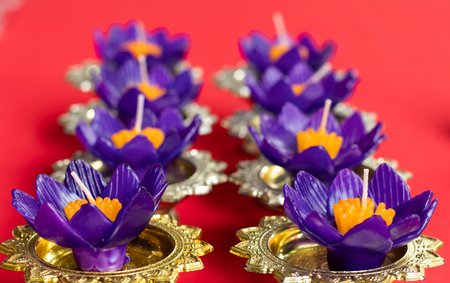 Candle color flower shape for floating pointの写真素材