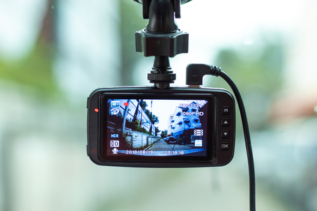 Camera on the front of a car.の写真素材