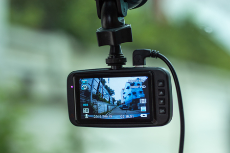 Camera on the front of a car.の写真素材