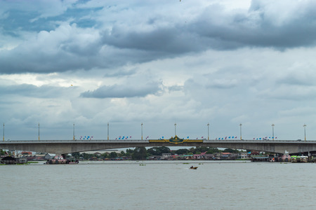 Rama 4 bridge crossing the Chao Phraya River.の写真素材