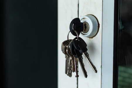 Key chain on the door.の写真素材