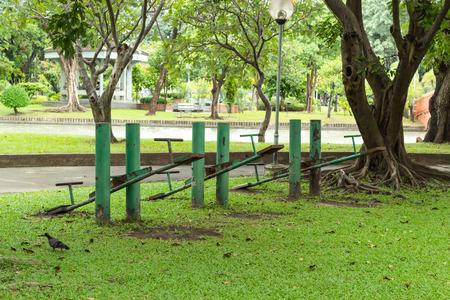 Rocking chair for children on the lawn.の写真素材
