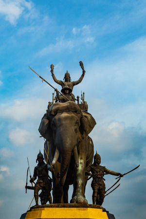 The monument of King Sri Suriyothai at Thung Makham Yong in Thailand.のeditorial素材