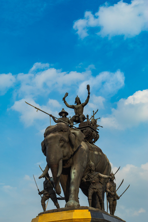 The monument of King Sri Suriyothai at Thung Makham Yong in Thailand.のeditorial素材