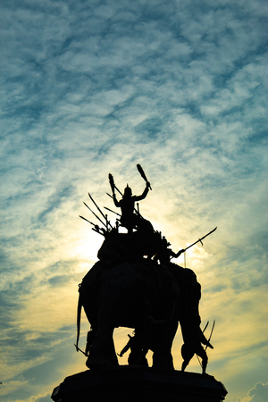 The monument of King Sri Suriyothai at Thung Makham Yong in Thailand.のeditorial素材