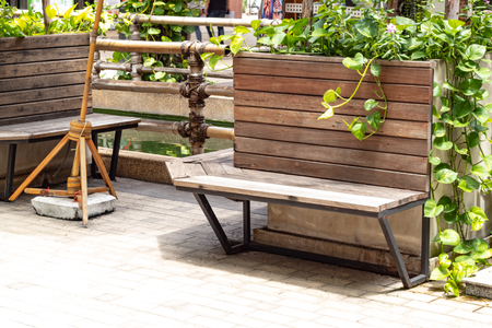 Old wooden chairs in the aislesの写真素材