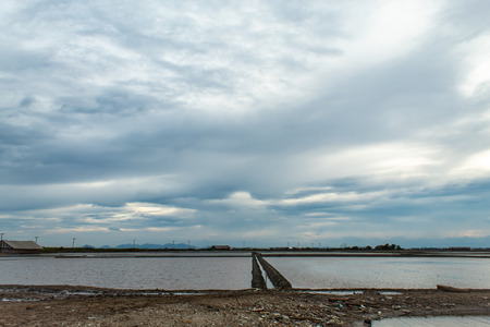 Sunset light reflects from the surface of the water.の写真素材