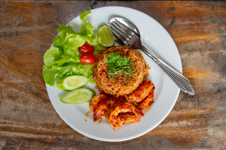 Fried rice with seafood ,spicy food Thai style.の写真素材