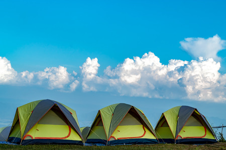 Tent and background sky and mountain views.の写真素材