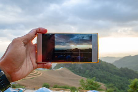 Photos of mountains and the sun's morning in Mobile.の写真素材