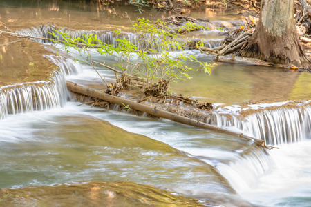 Waterfall flowing from the mountains at Huay Mae khamin waterfall National Park ,Kanchana buri in...