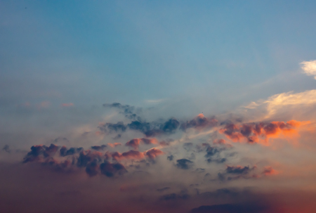 Sky and clouds reflected sunset light.の写真素材