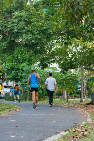 The people running exercise for health in the BangYai park, Nonthaburi in Thailand. December 3, 2018のeditorial素材