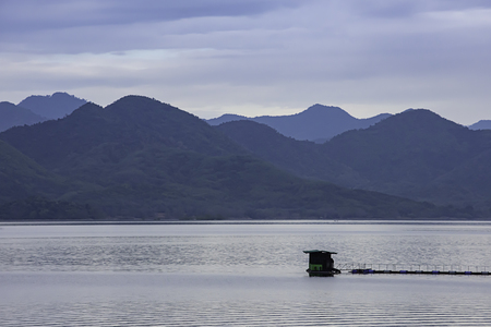 The beauty of the sky and the water at Kaeng Krachan Dam ,Phetchaburi in Thailand.の写真素材