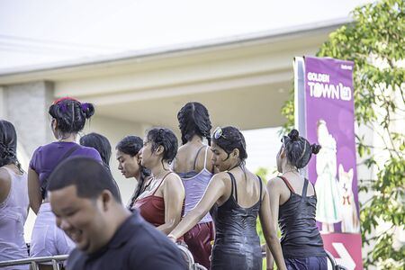 Tourists on the car play water in Songkran festival or Thai new year at Bang kruai, Nonthaburi, April 15, 2019のeditorial素材