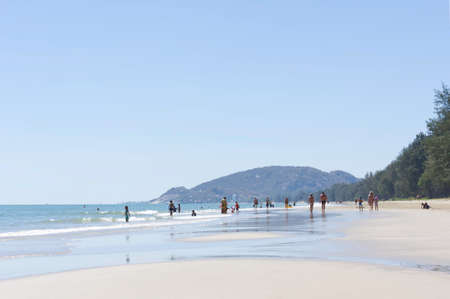 Tourists walk on the beach Background sea at Suan Son  Pradipat Beach , Prachuap Khiri Khan in Thailand. February 16, 2020のeditorial素材