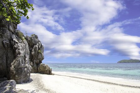 Rocks on the beach background Sea and island at koh Lankajiu , Chumphon , Thailand.の写真素材