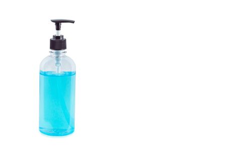 Isolated Alcohol gel bottles on a white background with clipping path.の写真素材