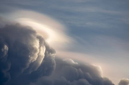 Black rain clouds on the sky n the evening.の写真素材
