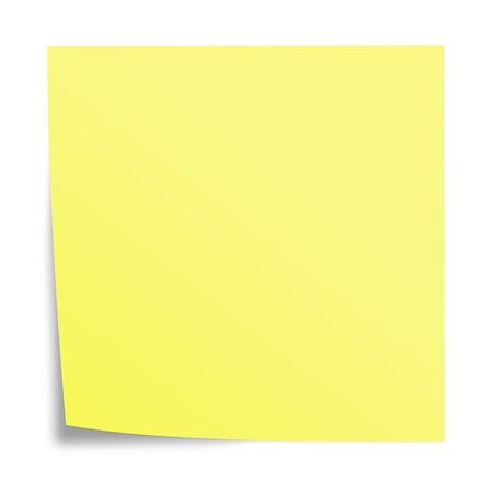 yellow paper note on white backgroundの写真素材