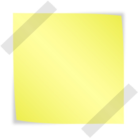 yellow paper note on white backgroundの写真素材