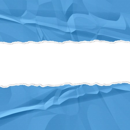 Hole in the blue paper with torn sides paper textureの写真素材