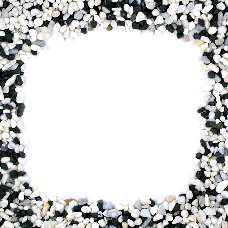 pebble stones frame on white backgroundの写真素材