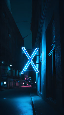 Neon sign on the street at night. Conceptual image.の素材