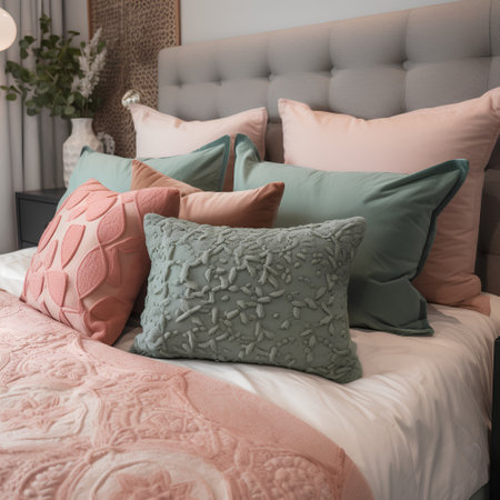 Pillow on the bed in the bedroom, interior design conceptの素材