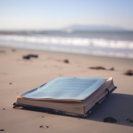 Book on the beach. Soft focus. Shallow DOF.の素材