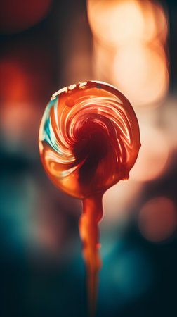 Colorful lollipop candies on dark background, close upの素材