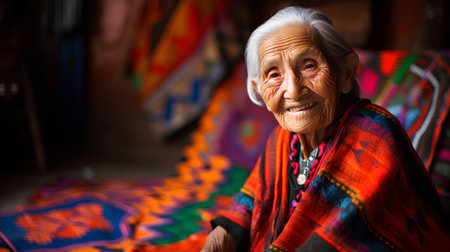 Portrait of an old woman in the traditional costume of Hmong.の素材