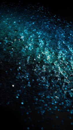 Blue sequins background with bokeh effect. 3d renderの素材