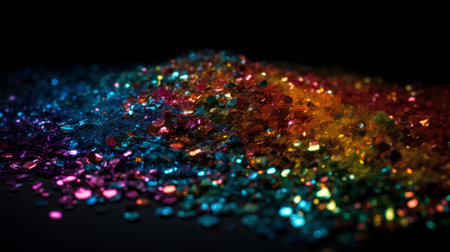Multicolored sparkles on a black background. Abstract background.の素材