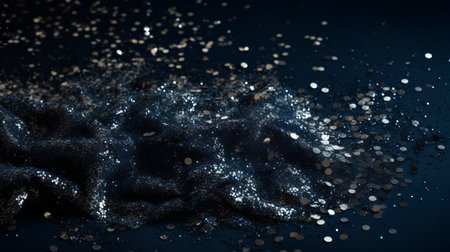 Glittering particles on a dark blue background. 3d renderingの素材
