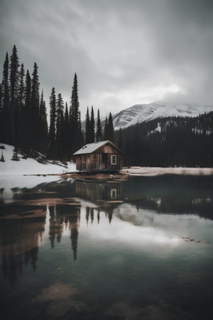 Lake Louise, Banff National Park, Alberta, Canada in winterの素材