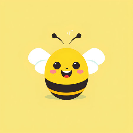 Cute cartoon character bee. Vector illustration. Flat design style.の素材