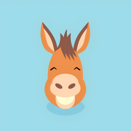 Horse head vector illustration. Cute cartoon farm animal character.の素材