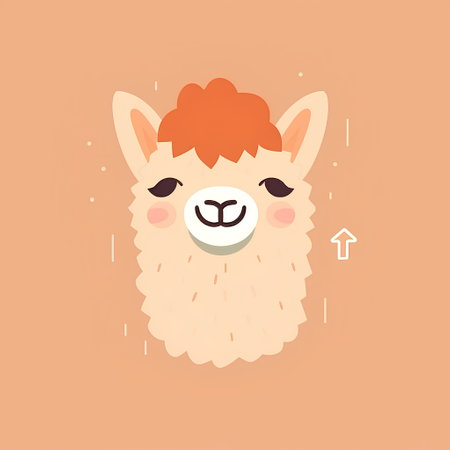 Cute alpaca face. Vector illustration in flat style.の素材