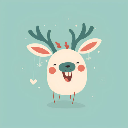 Cute Christmas reindeer. Vector illustration in flat style.の素材