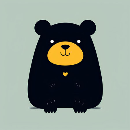 Cute cartoon black bear. Vector illustration for children's design.の素材