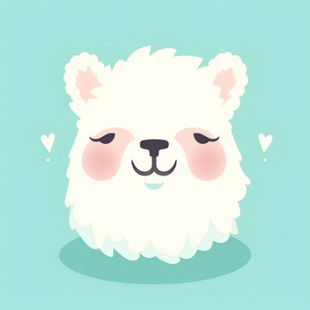 Cute cartoon alpaca. Vector illustration in flat style.の素材