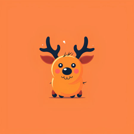 Cute cartoon reindeer with big antlers. Vector illustration.の素材