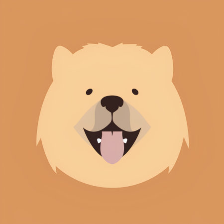 Cute bear face on orange background. Vector illustration in flat style.の素材