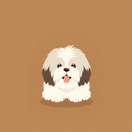 Cute Shih Tzu dog isolated on brown background. Vector illustrationの素材